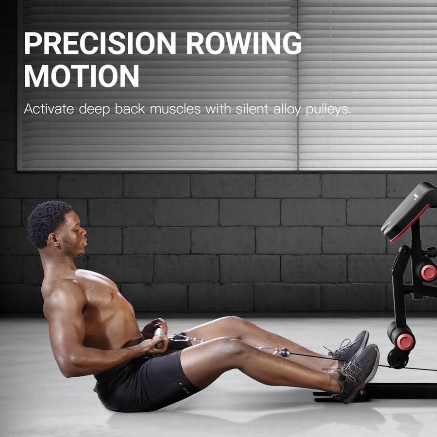 PRECISION ROWING MOTION

Activate deep back muscles with silent alloy pulleys.