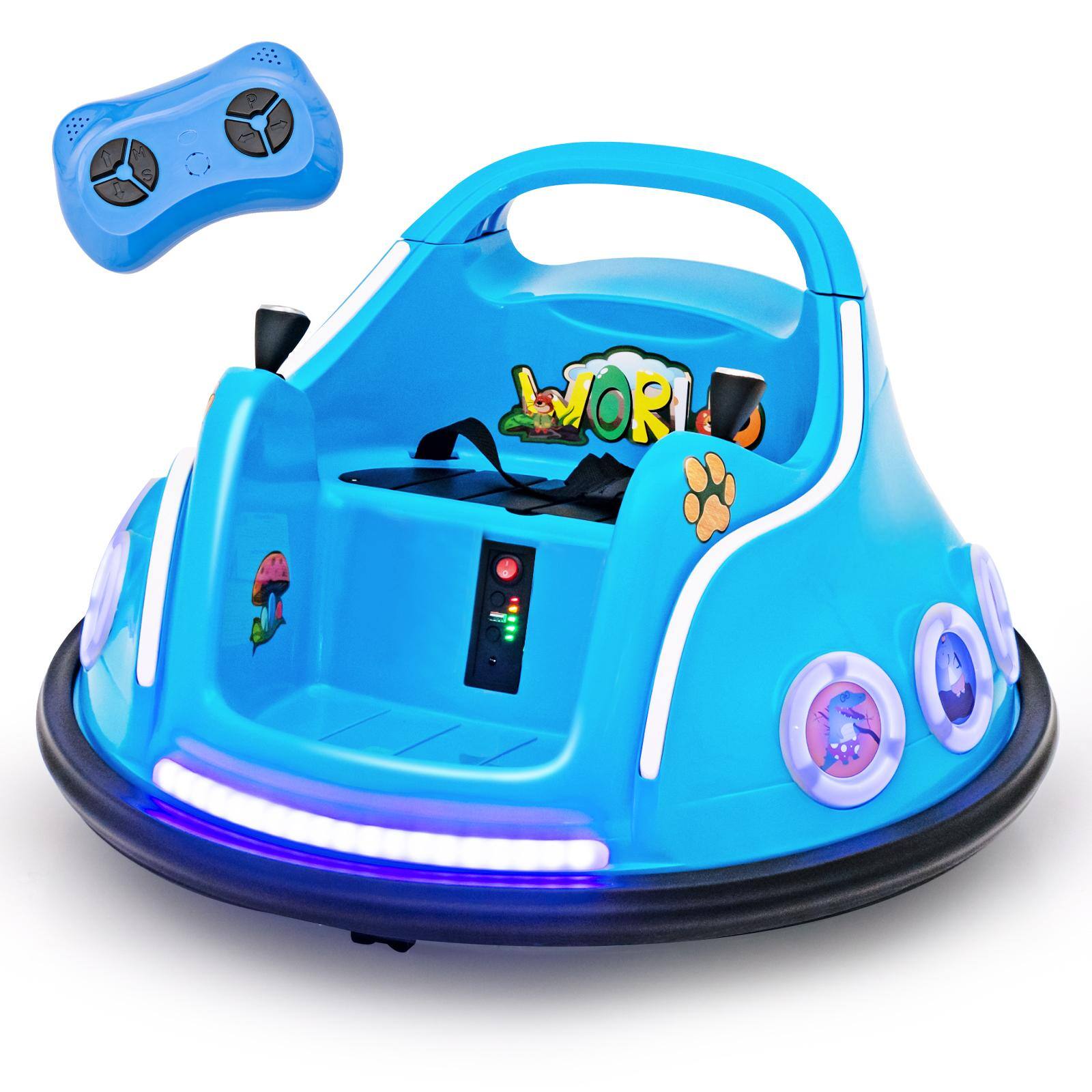 Front. HONGGE - Kids Electric Bumper Car with Lights Music and Remote Control - Navy.