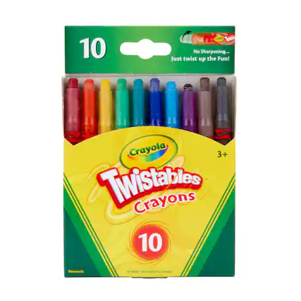 10 Twist No Sharpening... Just twist up the Fun! Crayola 3+ I Twistables Crayons 10 Nontoxic 10 Mini Twistables Crayons