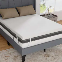 Costway - 3" Gel-Infused Memory Foam Mattress Topper with Removable & Washable Cover Full - White