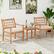 Alt View 4. Costway - 3 Pieces Acacia Wood Patio Bistro Set Outdoor Conversation Set with Cushions - Off White,Natural.