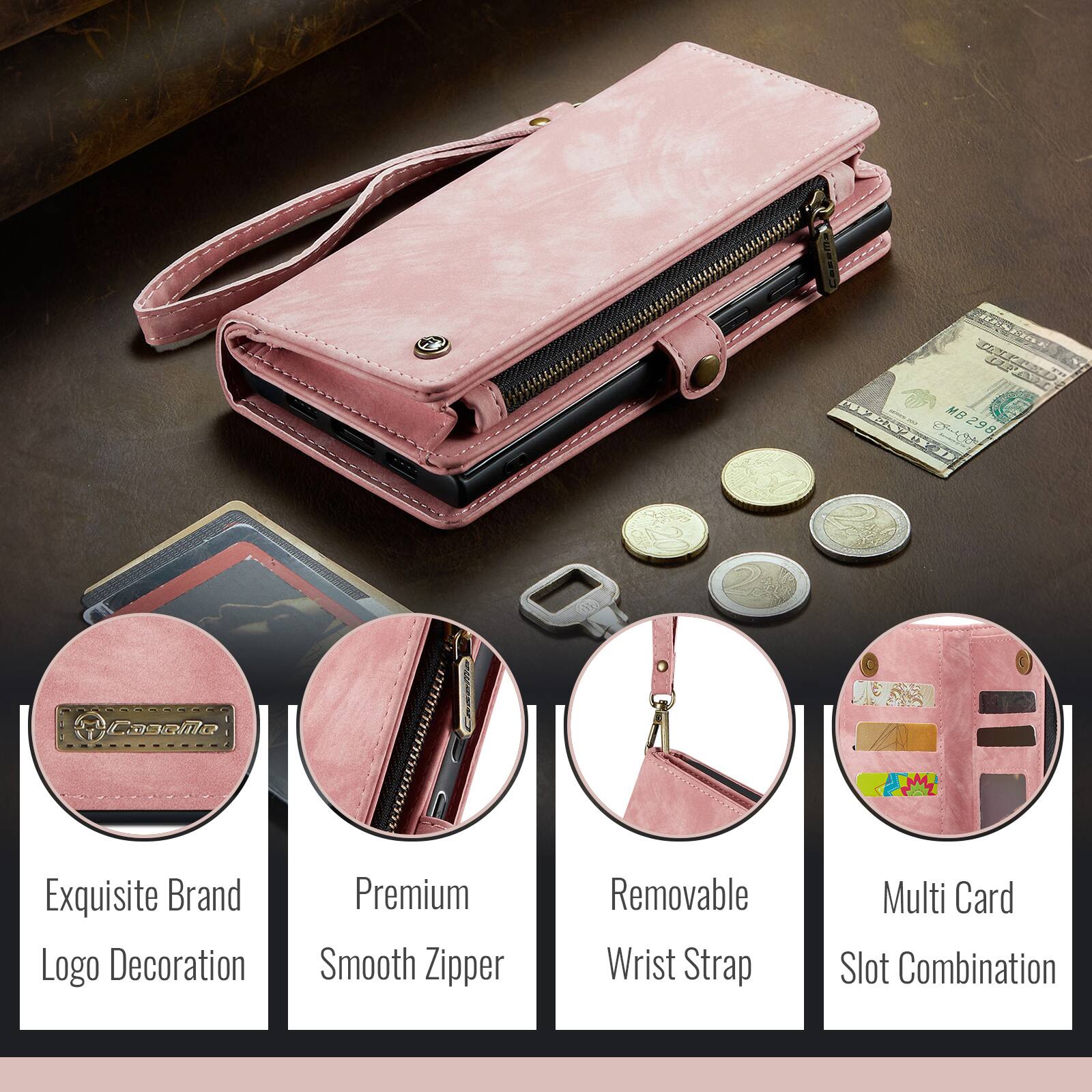 FRESKIE V  
0 MB298  
CaseNe  
Exquisite Brand Logo Decoration  
Premium Smooth Zipper  
Removable Wrist Strap  
Multi Card Slot Combination