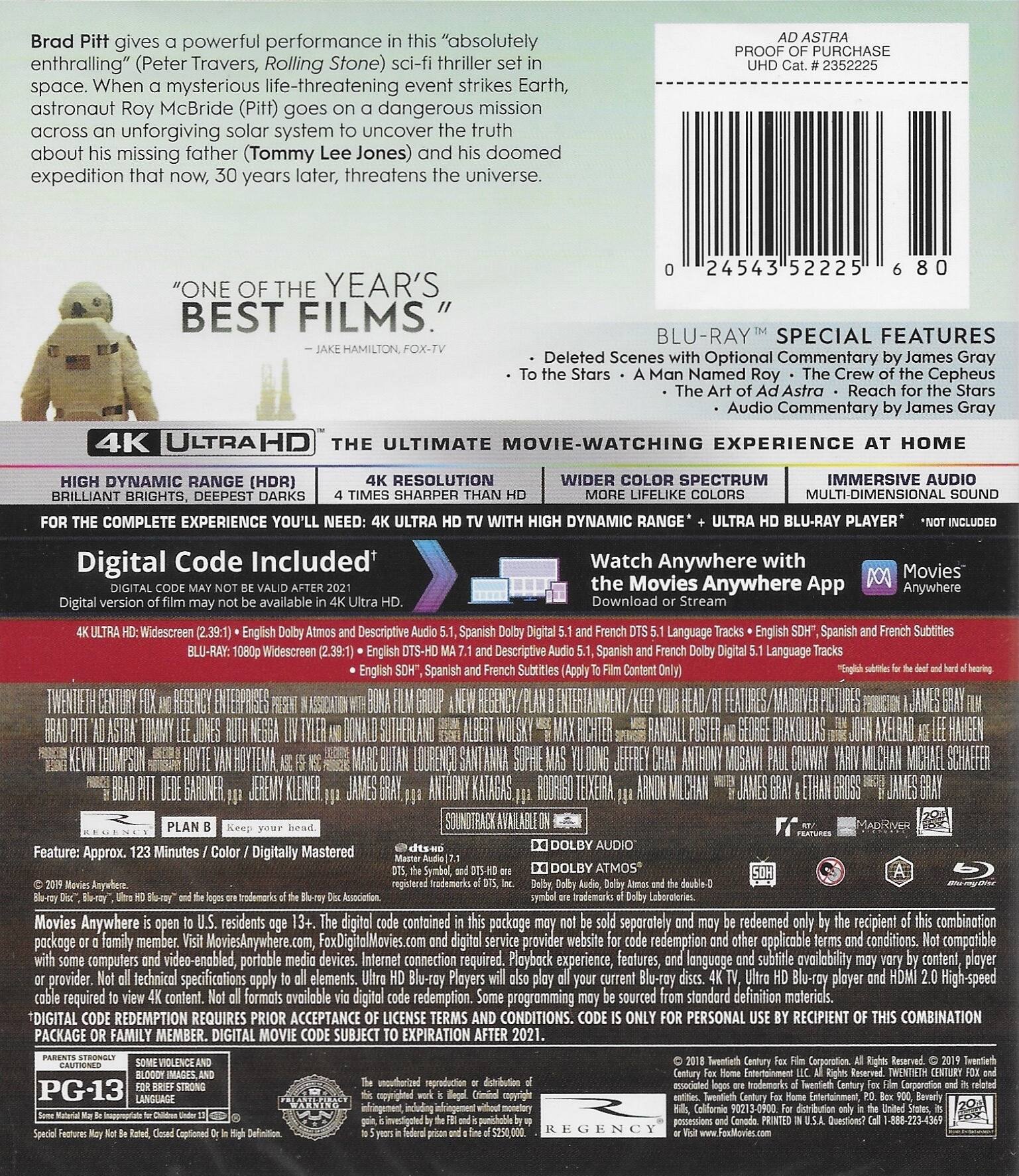 Alt View 1. Ad Astra   - 4K Blu-Ray.