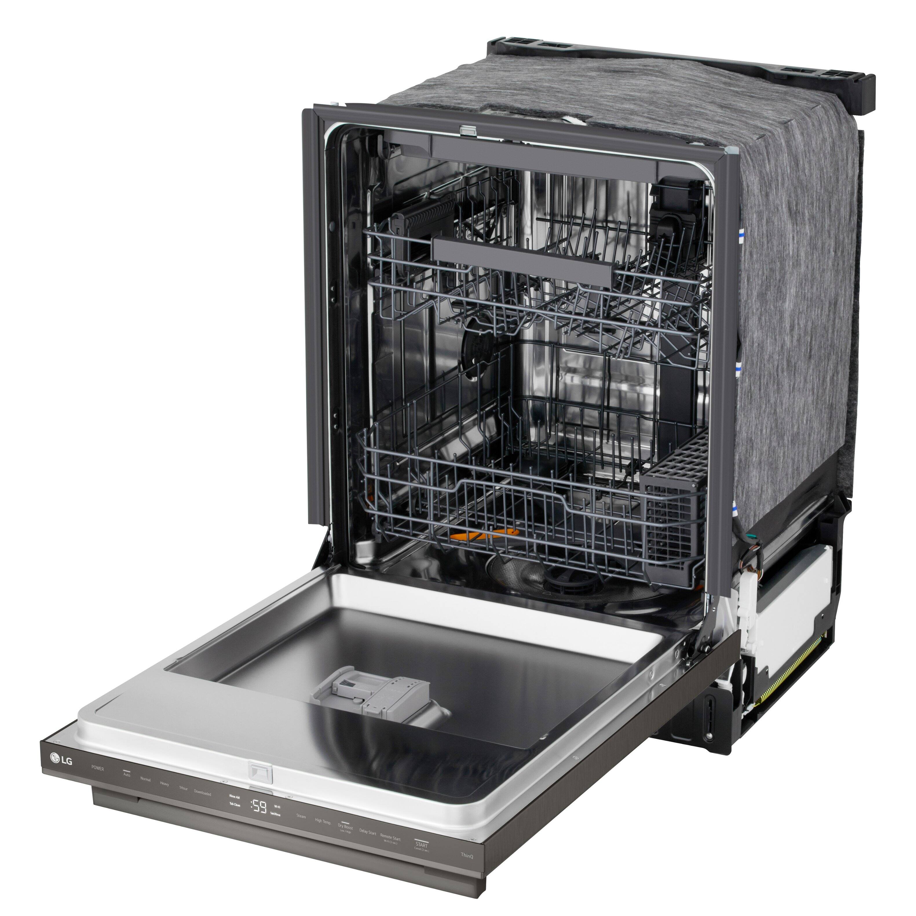 Alt View 12. LG - FlushFit 24" Top Control Smart Built-In Stainless Steel Tub Dishwasher with 3rd Rack, 1-Hour Wash & Dry Cycle and 46dBA - Black Stainless Steel.