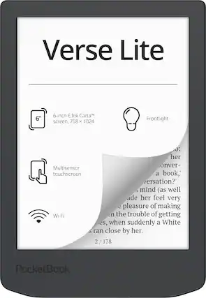 Verse Lite
- 6-inch E Ink Carta™ screen, 758 x 1024
- Multisensor touchscreen
- Wi-Fi
- Frontlight
PocketBook
---
O: her conversation?'
a book,'
mind (as well
ade her feel very
e pleasure of making
e the trouble of getting
s, when suddenly a White
ran close by her.
2 / 178