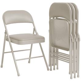 Homhougo - 4 Pack Folding Chairs With Padded Cushion and Back, Folding Chairs for Outside - Beige