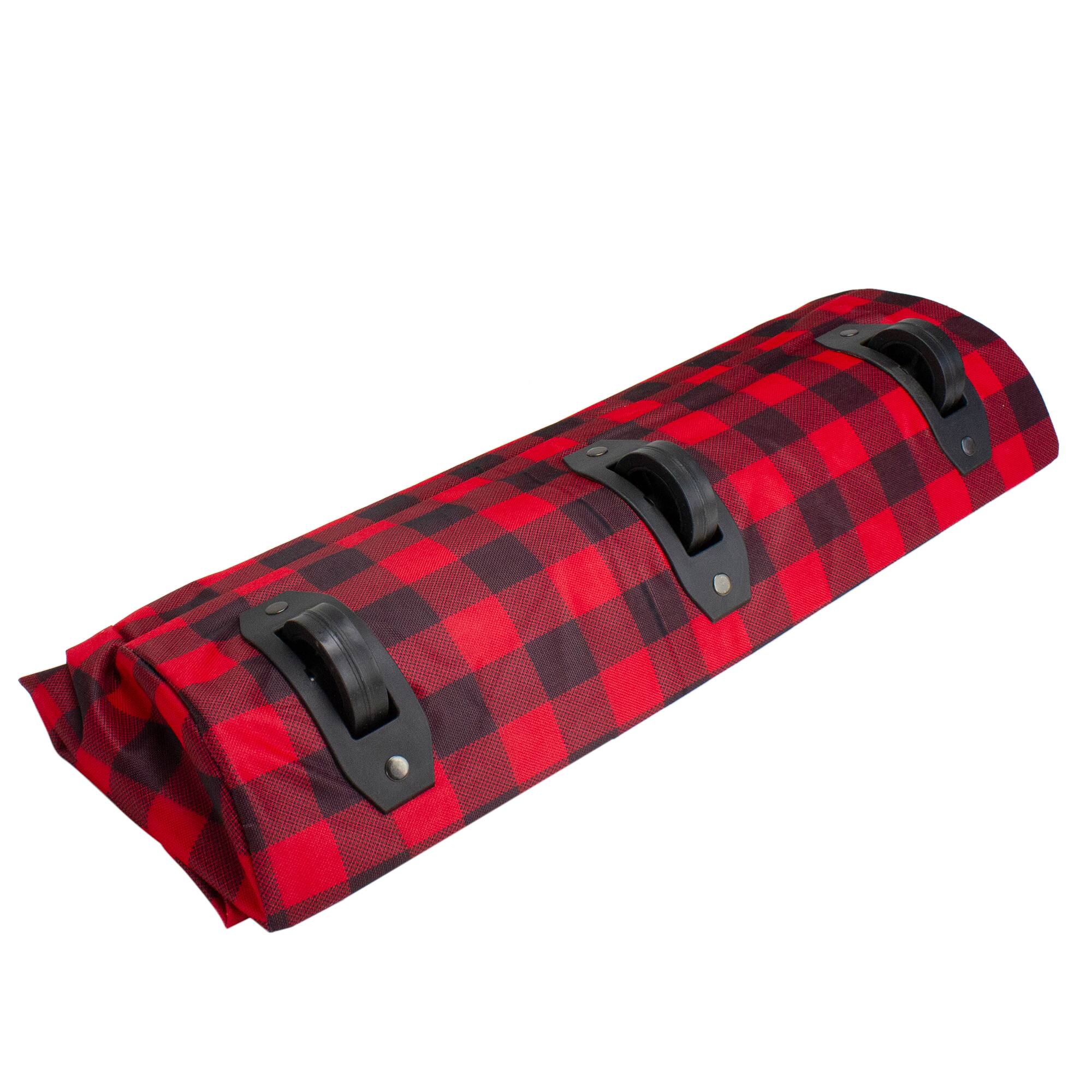Alt View 2. Dyno - Red and Black Plaid Rolling Tree Christmas Tree Storage Bag For Artificial Trees Up To 7.5ft - Red.