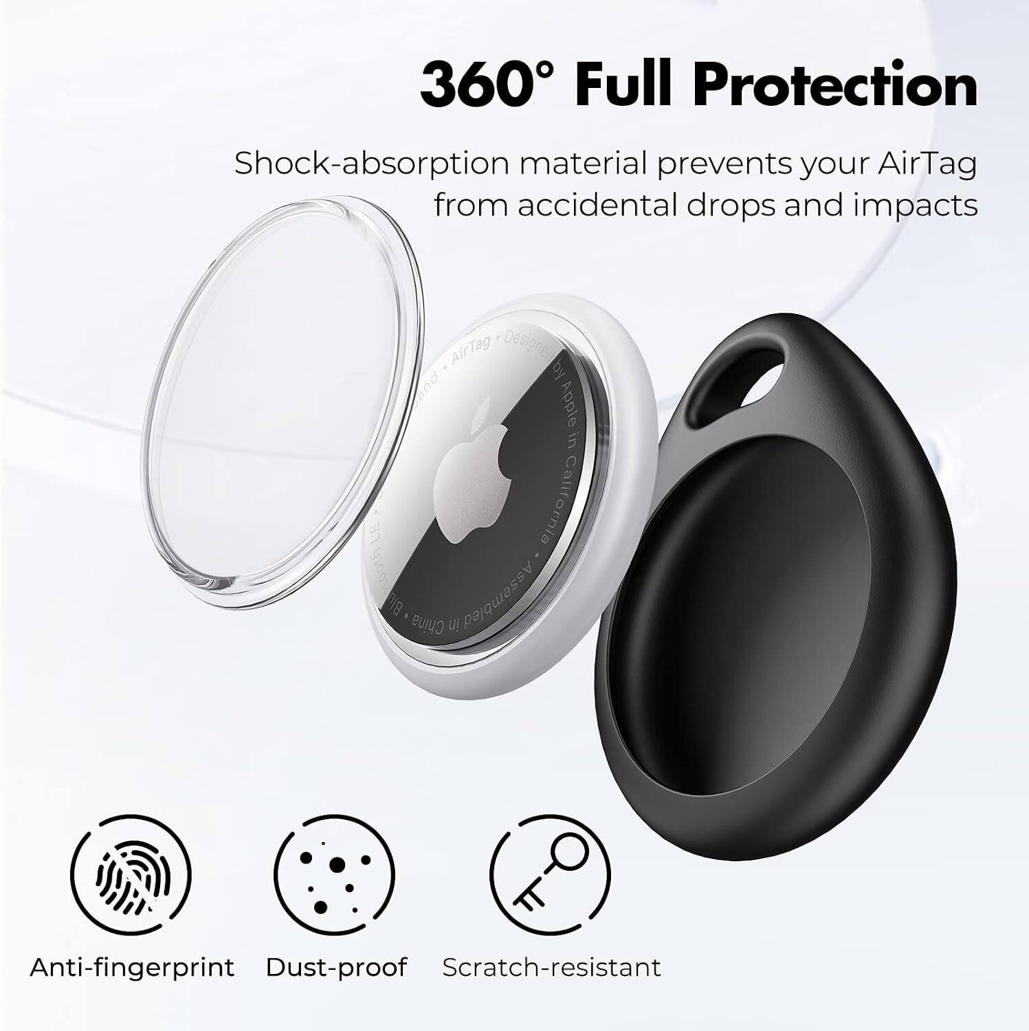 360° Full Protection

Shock-absorption material prevents your AirTag from accidental drops and impacts

AirTag Designed by Apple in California Assembled in China

Anti-fingerprint Dust-proof Scratch-resistant