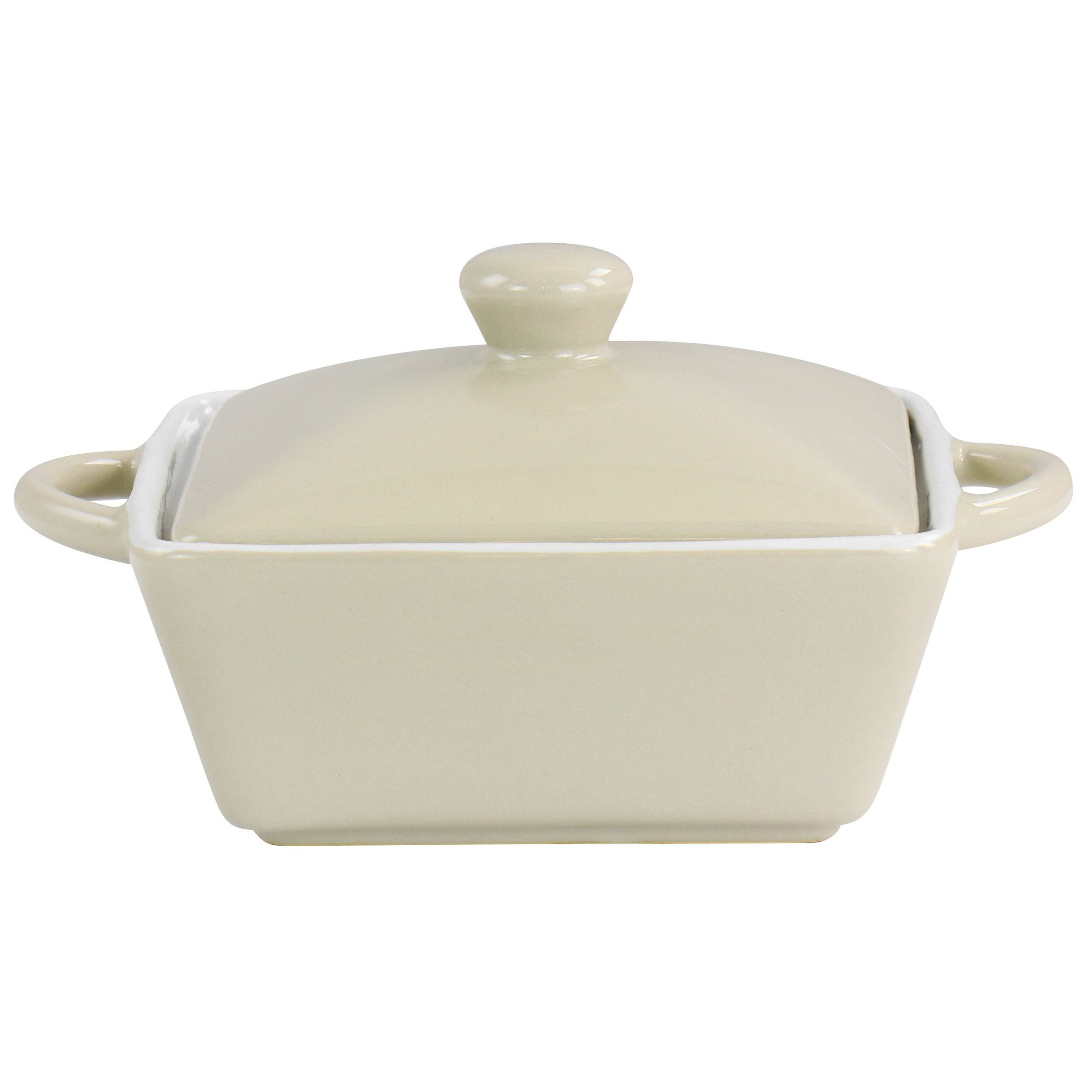 Front. Martha Stewart - Martha Stewart Mini Stoneware Casserole with Lid in Beige - Beige.