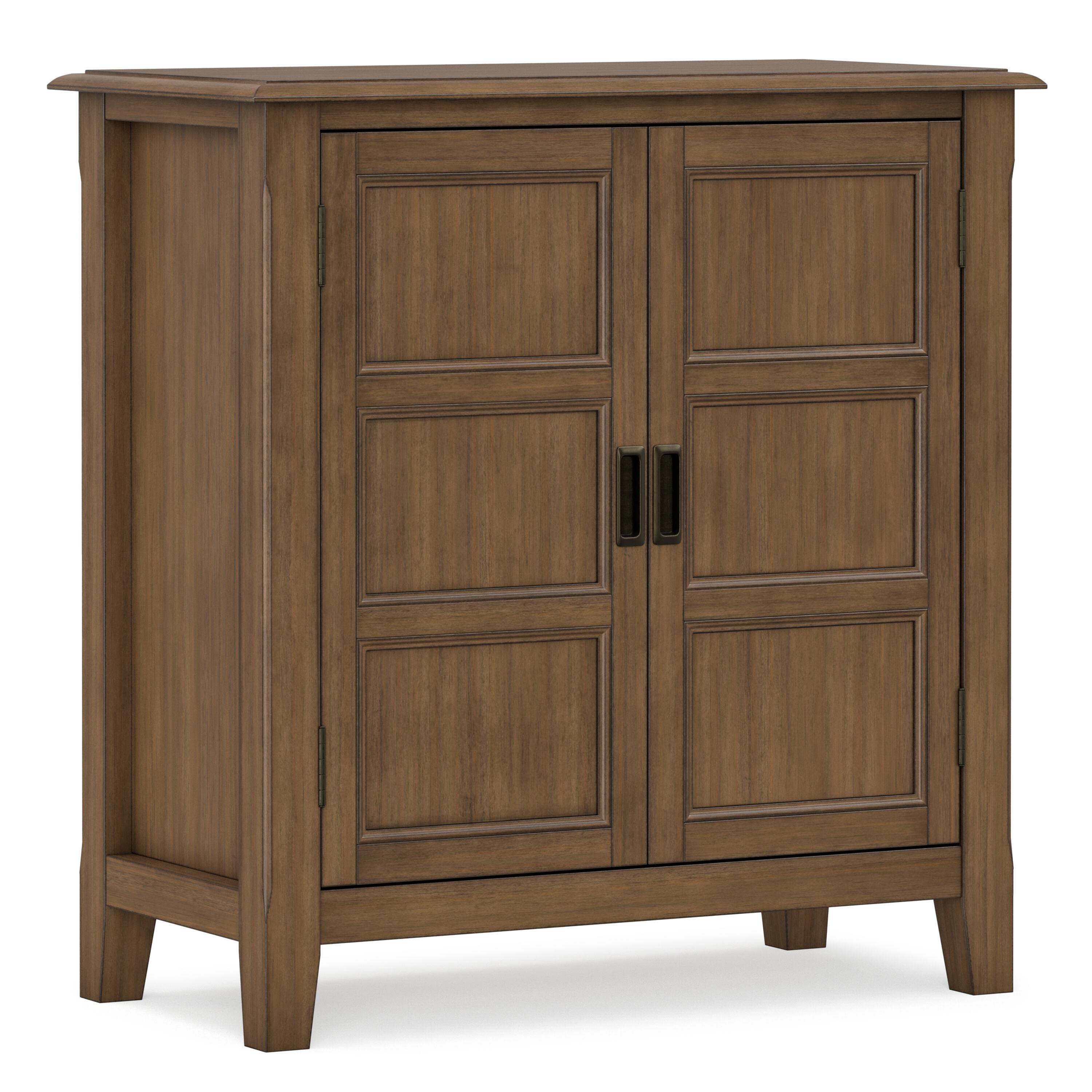 Angle. Simpli Home - Burlington 30 inch Wide Solid Wood Transitional Low Storage Cabinet in Rustic Natural Aged Brown - Rustic Natural Aged Brown.