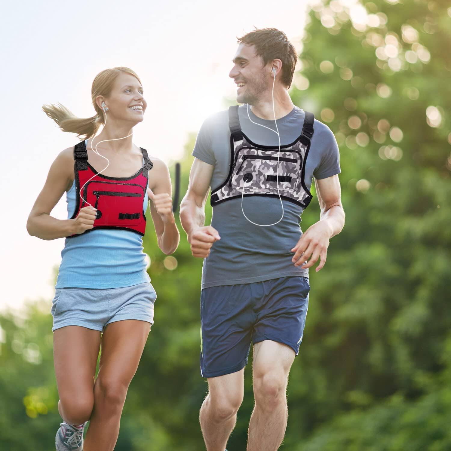 Alt View 7. Wikistore - WIKISTORE Running Chest Pack for Men Women Lightweight Water Resistant with Phone Holder Black & White - Black & White.