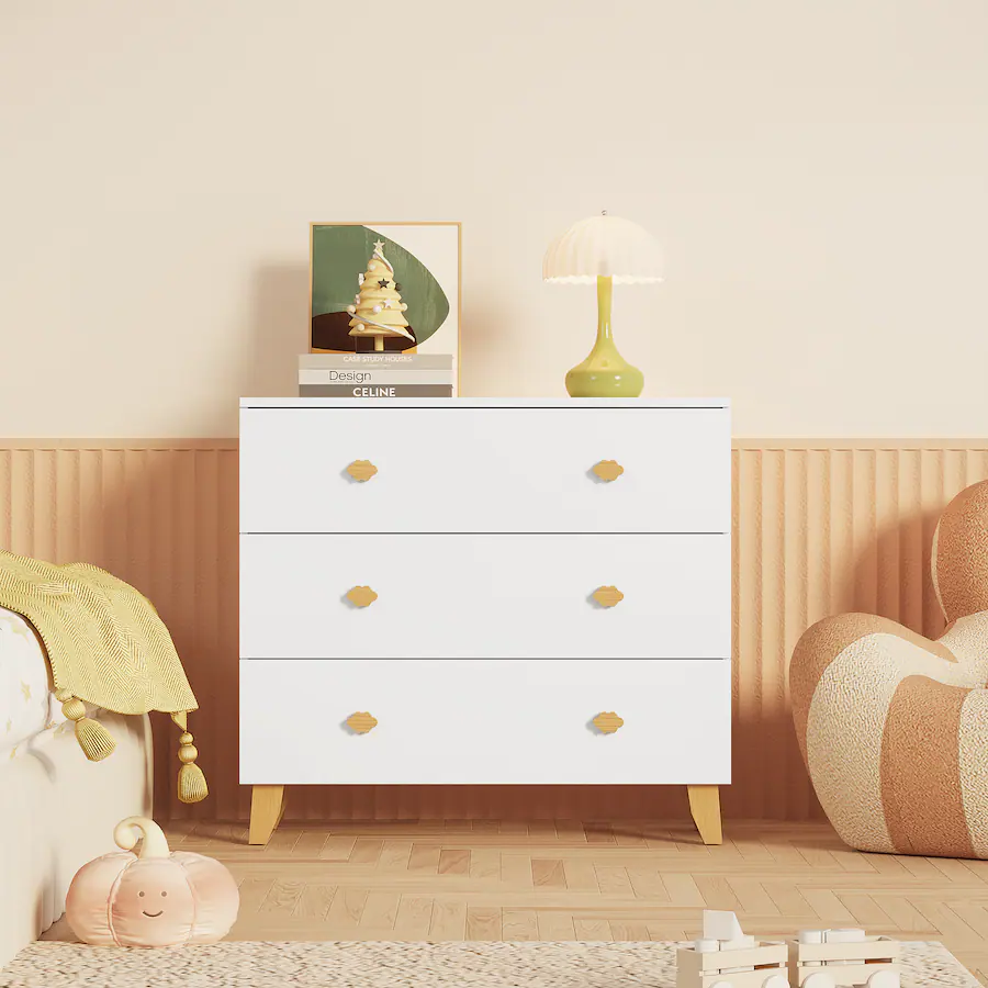 Z Edge Kids Dresser with 3 Drawers, Wooden Cloud Handles & Pine Legs ...