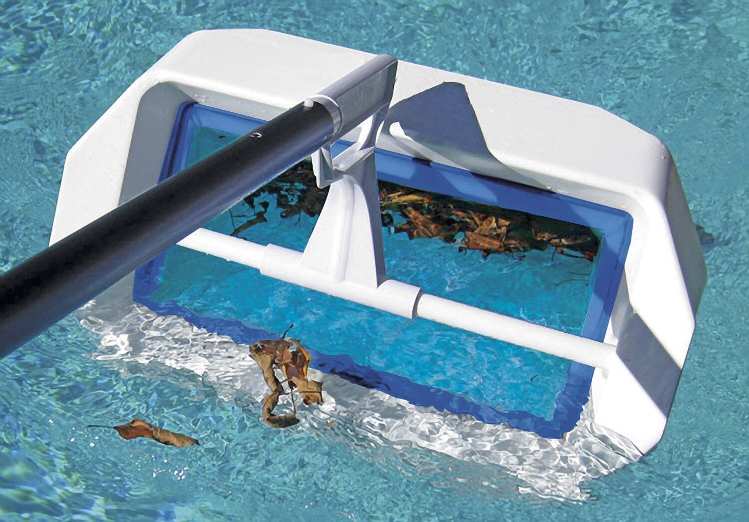 Front. Pool Central - 20" Blue and White Swivel Skim Elite Swimming Pool Bi-Directional Skimmer - Blue.