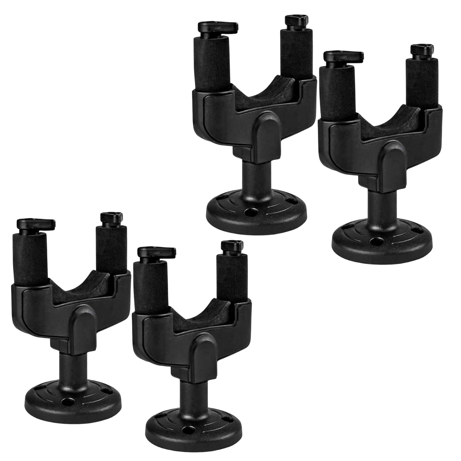 5 CORE - Guitar Wall Mount Hanger 4Pc Hook Soft Padding Adjustable Rotatable Holder-GH ABS 4Pcs - Black