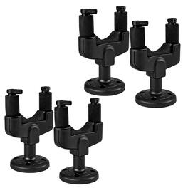 5 CORE - Guitar Wall Mount Hanger 4Pc Hook Soft Padding Adjustable Rotatable Holder-GH ABS 4Pcs - Black