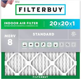 Filterbuy - 20x20x1 MERV 8 Dust & Allergy Defense, Electrostatic Pleated HVAC AC Furnace Air Filters Replacement (1-Pack) - Silver