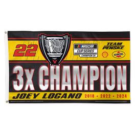 WinCraft - Joey Logano Three-Time NASCAR Cup Series Champion 3' x 5' On Track Celebration One-Sided Deluxe Flag - Multicolor