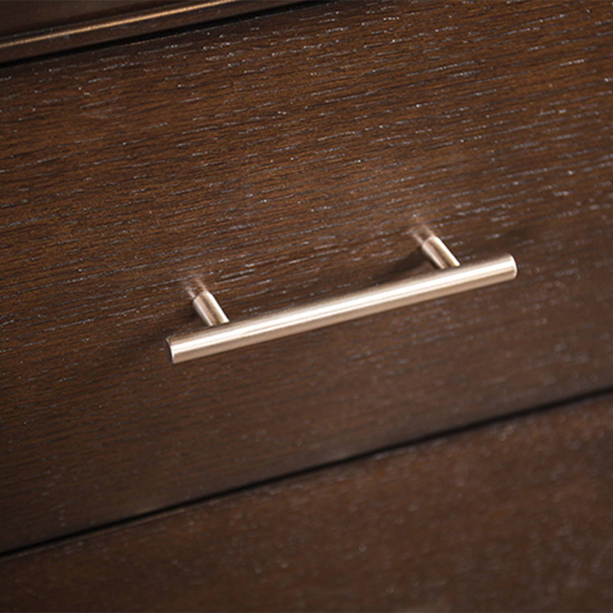 Back. Vaczon - Solid Wood Nightstand with Felt-Lined Top Drawer, Wooden Bedside Table for Bedroom or Living Room - Espresso.