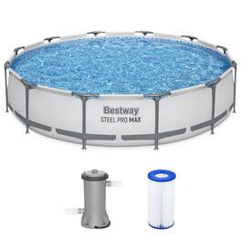Bestway - Steel Pro MAX 12 Foot by 30 Inch Above Ground Swimming Pool Set - Gray