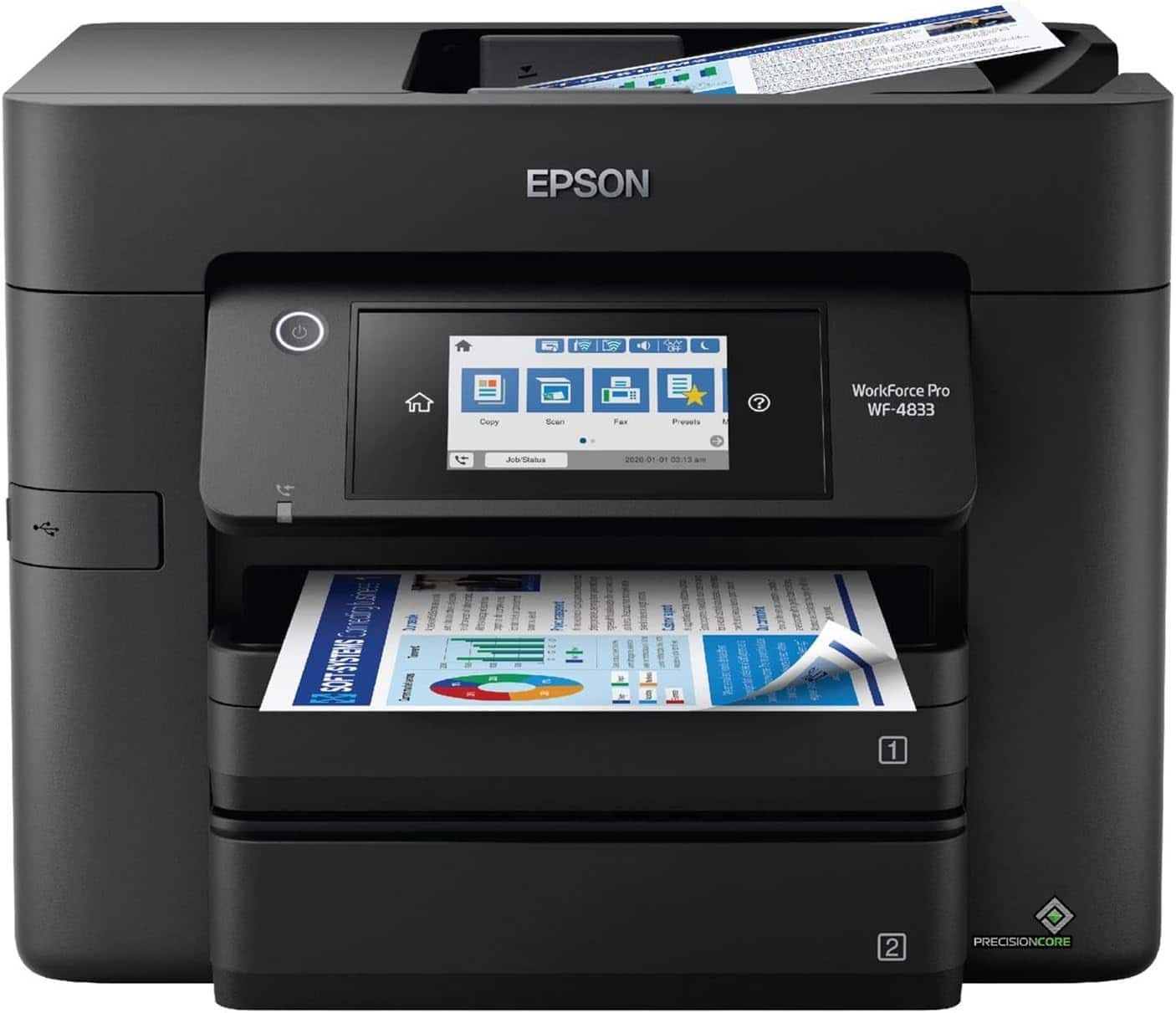 Epson - Workforce Pro WF-4833 Wireless All-in-One Color Inkjet Printer - Black