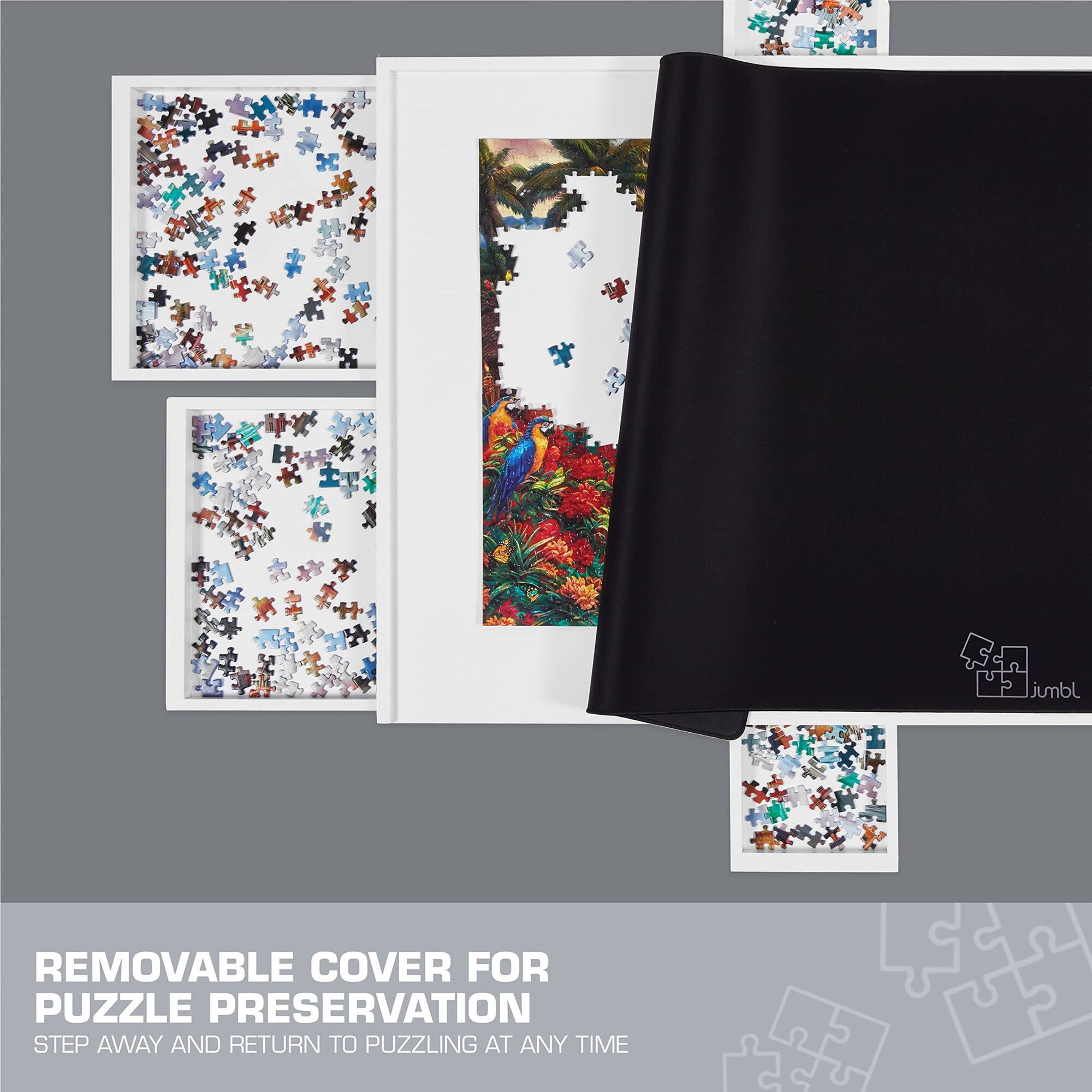 REMOVABLE COVER FOR PUZZLE PRESERVATION STEP AWAY AND RETURN TO PUZZLING AT ANY TIME jumbl