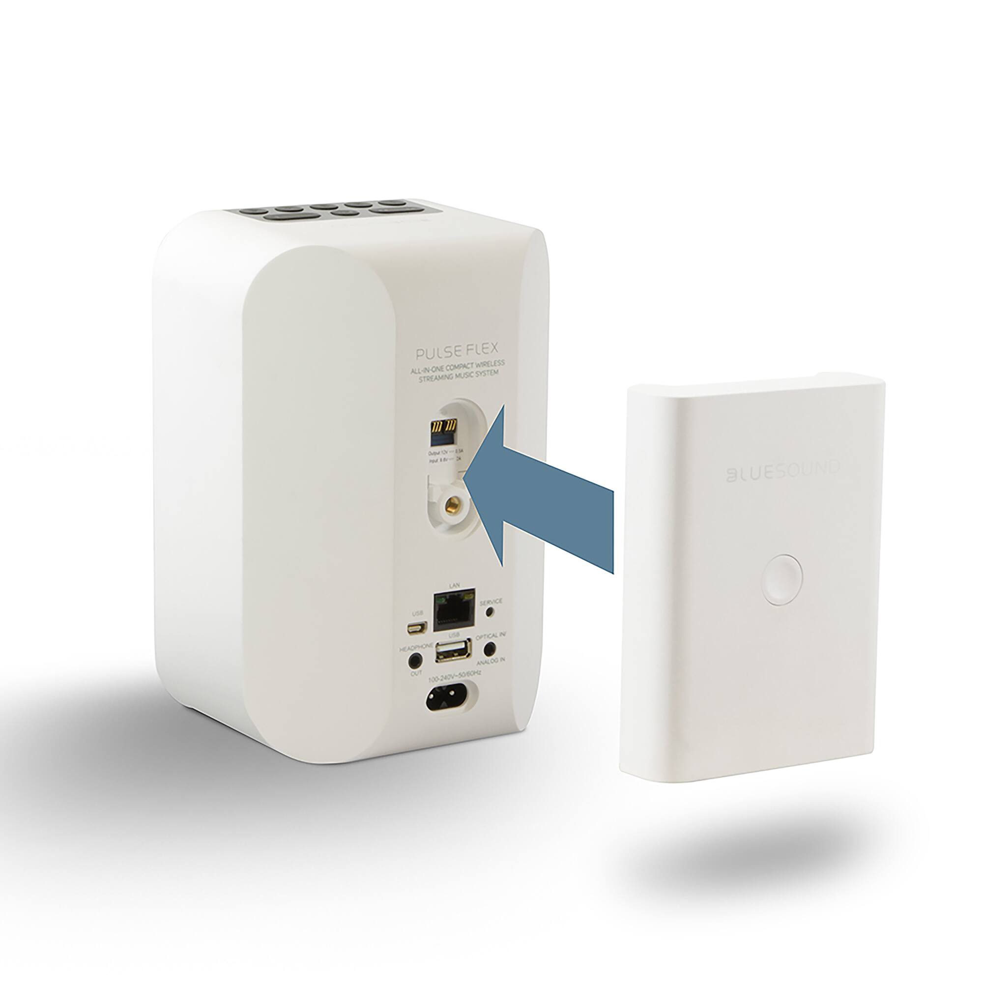 Pulse Flex Compact Wireless Audio Streaming System MSC M2 E - - . - . BlueSound LN L SERULE - ILA NPON MAIO - D -4045060mg