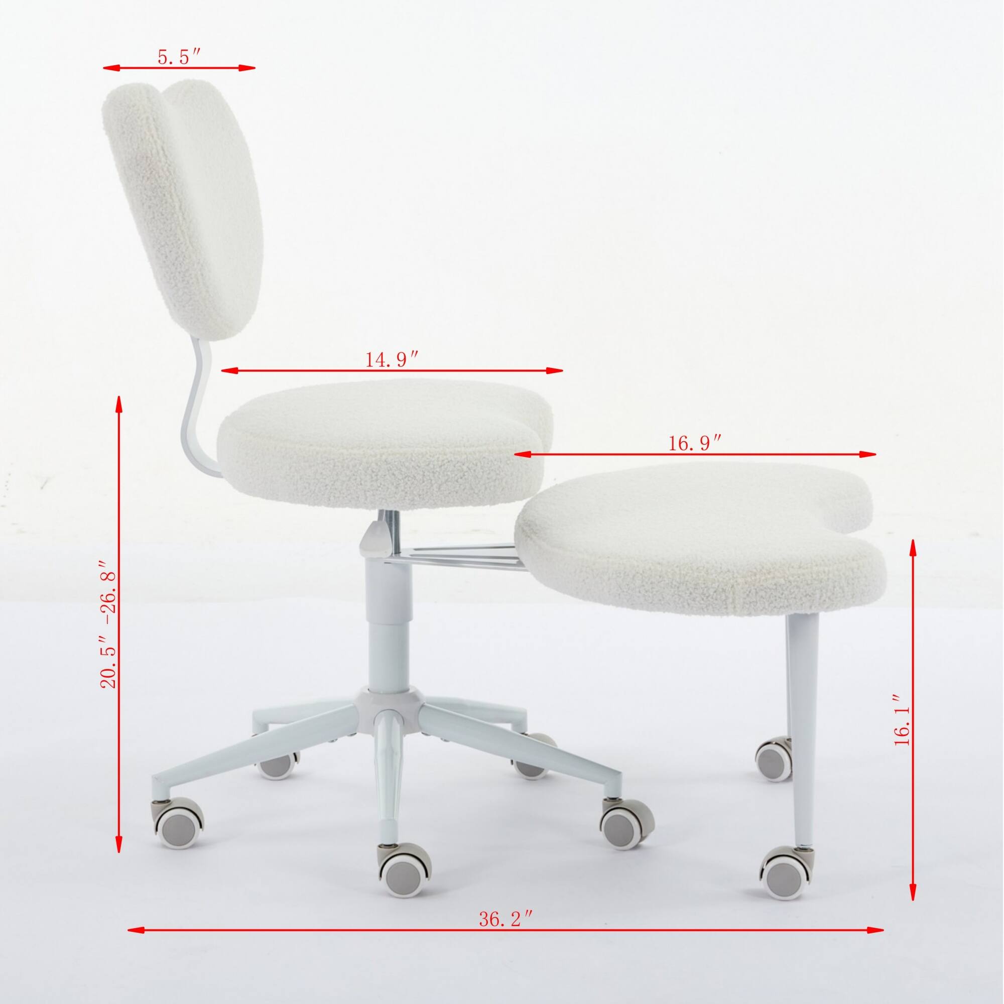 5.5"  
14.9"  
16.9"  
20.5" - 26.8"  
16.1"  
36.2"
