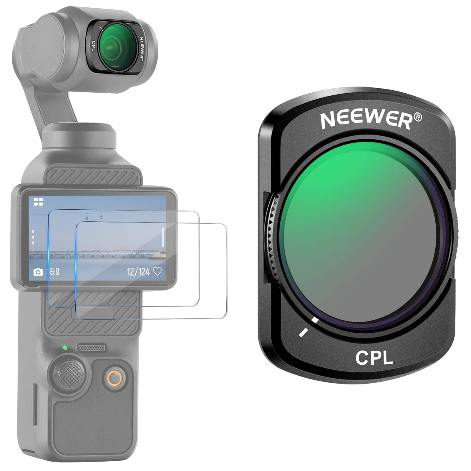 Neewer - Magnetic CPL Filter for DJI Osmo Pocket 3 - Multi-Coated Kit with 2 Screen Protectors