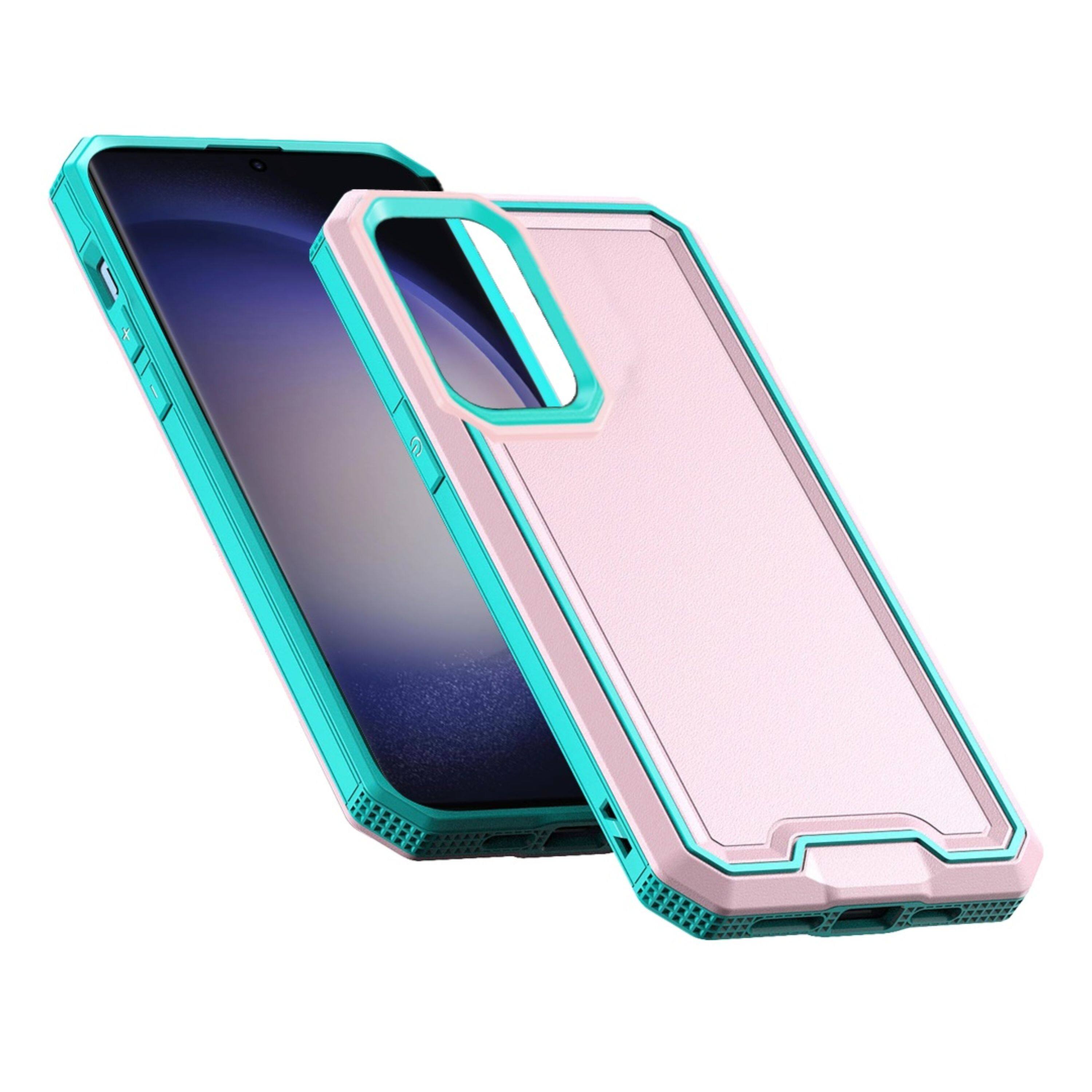 Angle. Kitcheniva - Shockproof Rugged Fused Phone Case For Samsung Galaxy S24+ Pink - Pink.