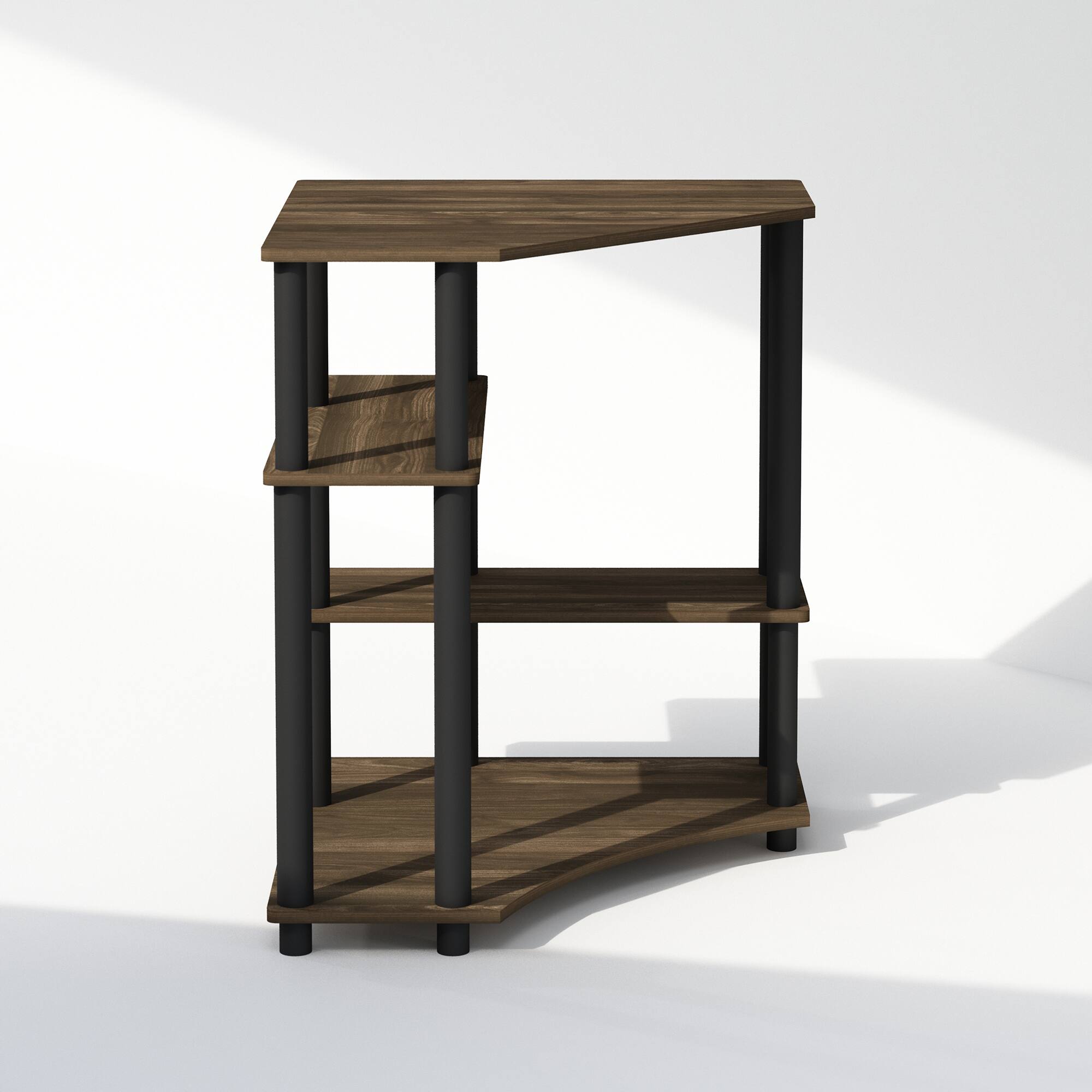 Alt View 2. Furinno - Turn-N-Tube Multipurpose Corner Shelf, Display Rack, Bookshelf, Columbia Walnut/Black - Columbia Walnut/Black.