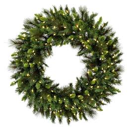Vickerman - 48" Bangor Mixed Pine Wreath Dura-Lit 300WW - Green