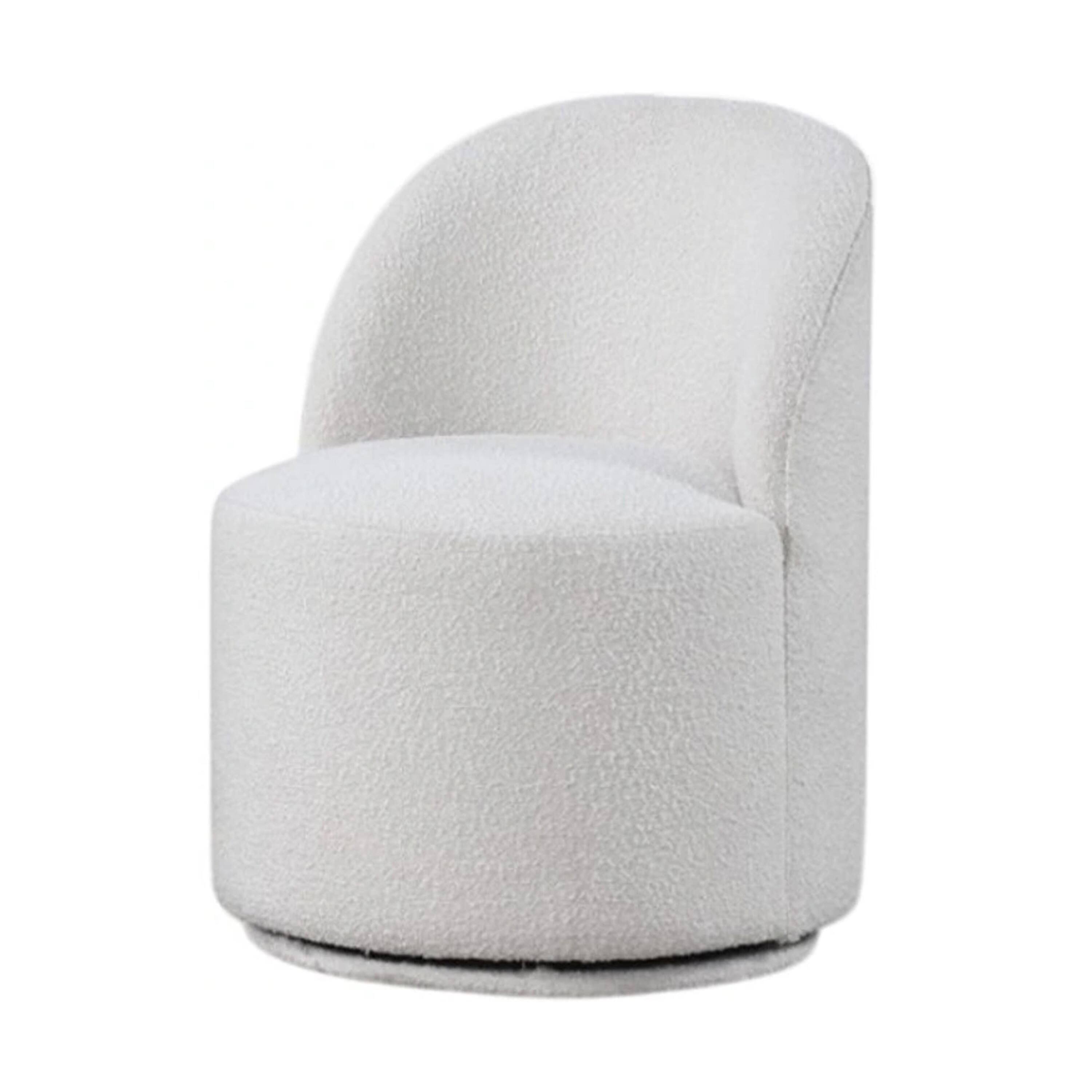 Alt View 1. Manhattan Lane - Ager Side Dining Swivel Chair, Curved Barrel Style, White Boucle Chenille - White.