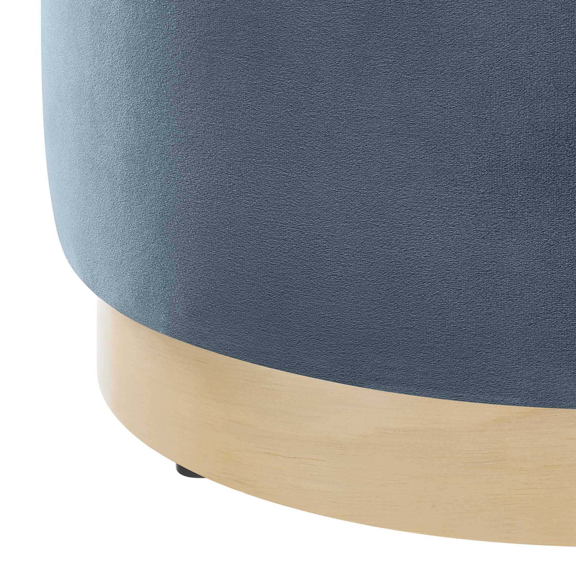Alt View 4. Modway - Tilden 16" Round Performance Velvet Upholstered Ottoman by Modway - Cadet Blue Natural.