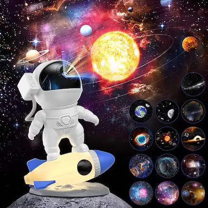 Front. FLYBIRD - Flylily 12 in 1 HD Planetarium Astronaut Galaxy Projector for Bedroom/Gaming Room/Party/Home Décor - Blue.