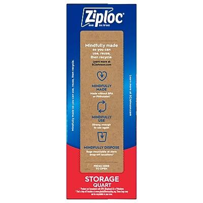 Ziploc - Medium Storage Bags, 1 Qt., 24/Carton - Clear - Thumbnail 4