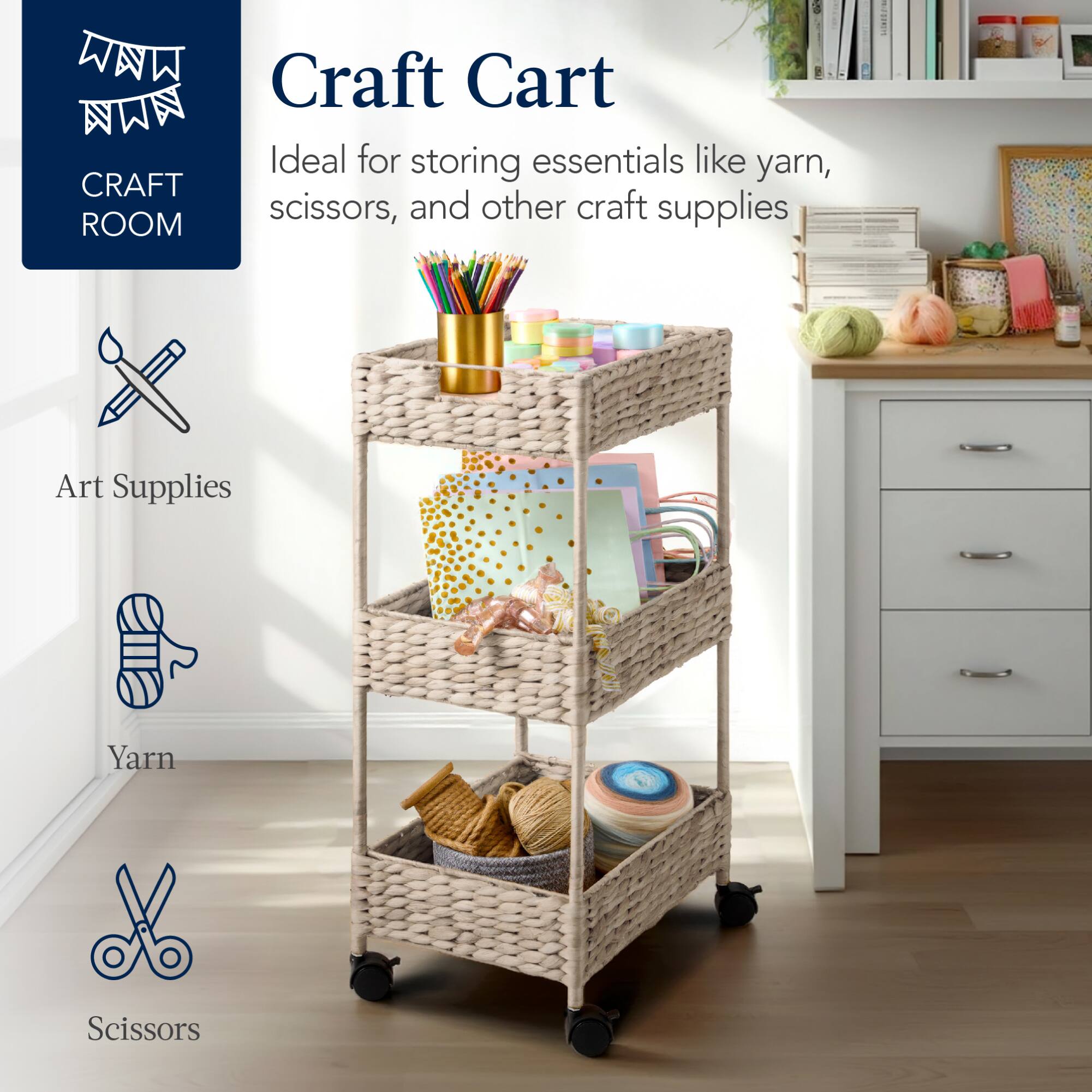 MNM Craft Cart NWN Ideal for storing essentials like yarn, CRAFT scissors, and other craft supplies

CRAFT ROOM

Art Supplies
Yarn
Scissors
