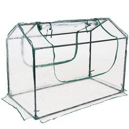 Sunnydaze - 4 x 2 ft Iron PVC Panel Mini Greenhouse with 2 Doors - Clear