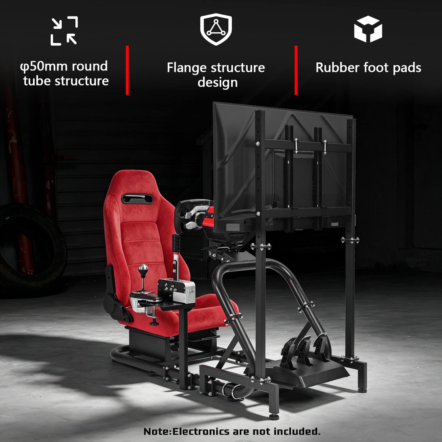 Dardoo Racing Simulator Cockpit with Display Stand and Red Suede Seats ...