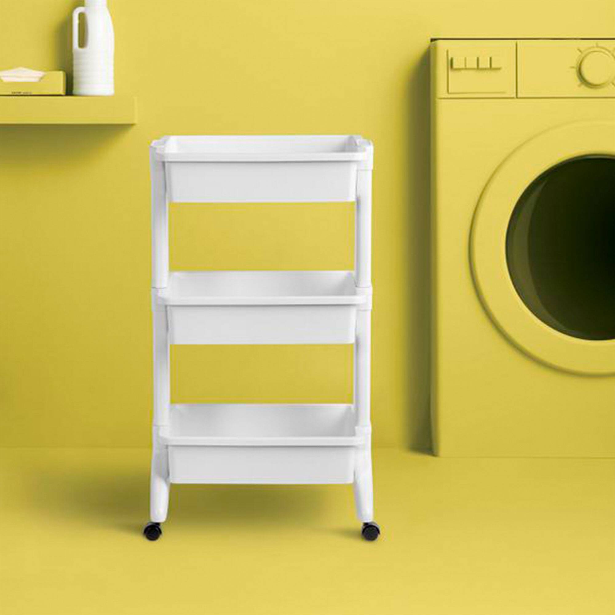 Alt View 3. Sterilite - Sterilite 3 Tier Utility Rolling Organization Cart Portable Storage Bins, 3 Pack - White.