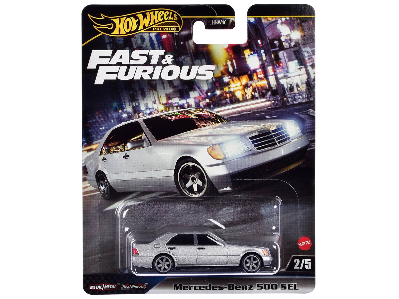 Hot Wheels Premium HNW46 TM Fast & Furious Mattel 2/5 Metal / Metal Real Riders Mercedes-Benz 500 SEL
