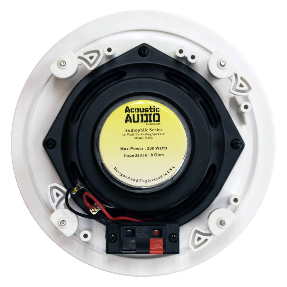 Acoustic AUDIO  
by Goldwedge  

Audiophile Series  
In-Wall/In-Ceiling Speaker  
Model R192  

Max. Power: 200 Watts  
Impedance: 8 Ohm  

Designed and Engineered in USA