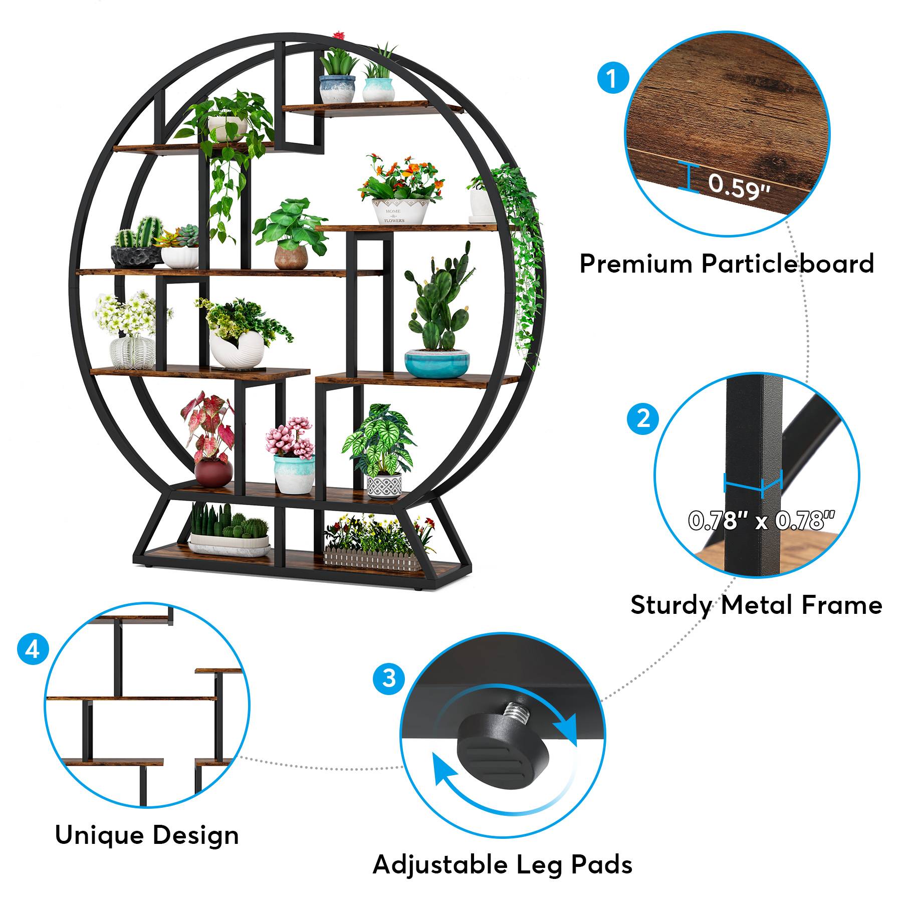 1. EXPRESS
2. 0.59" Premium Particleboard
3. 0.78" X 0.78" Sturdy Metal Frame
4. Unique Design
5. Adjustable Leg Pads