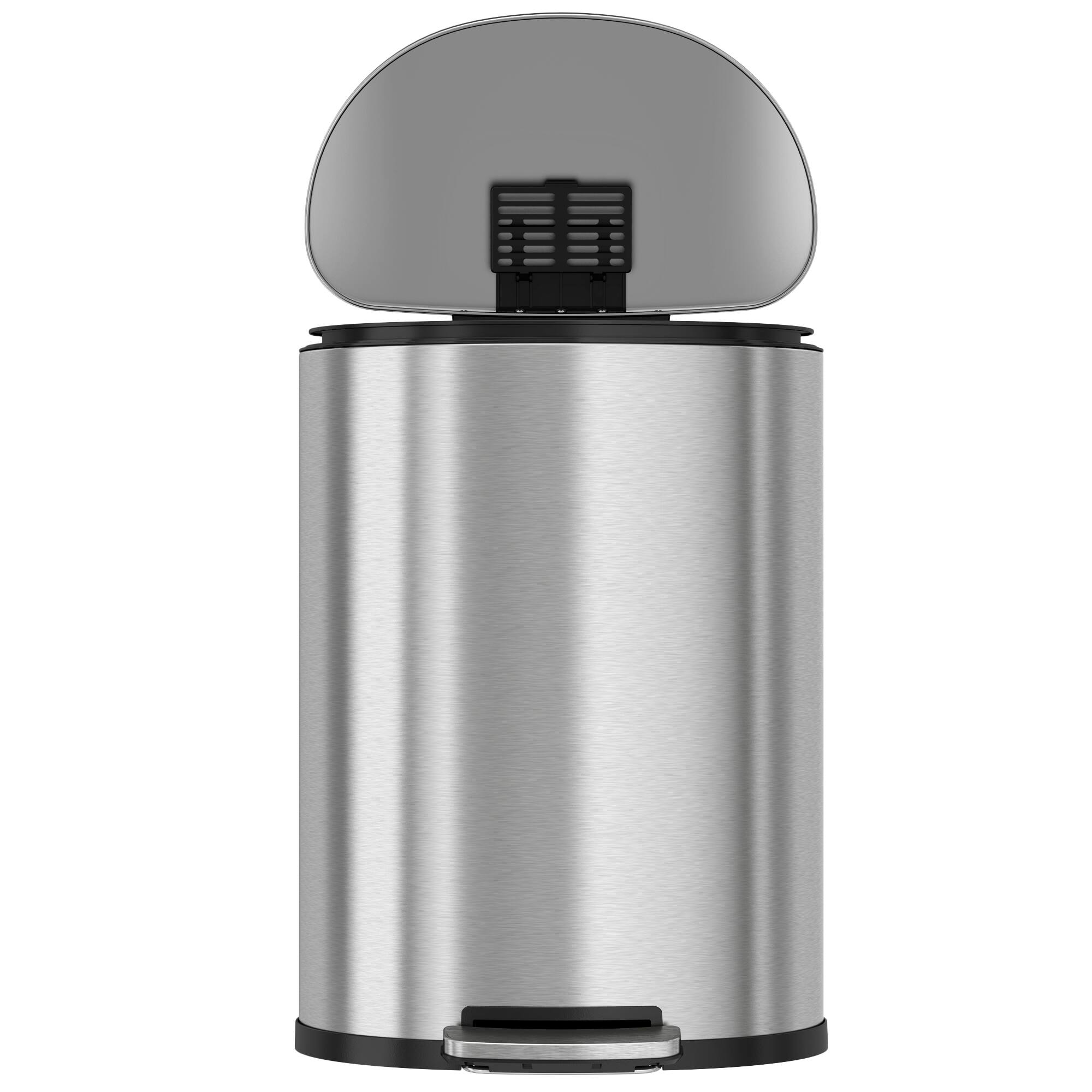 Alt View 15. iTouchless - SoftStep 13.2-Gal. Half-Round Trash Can - Silver.