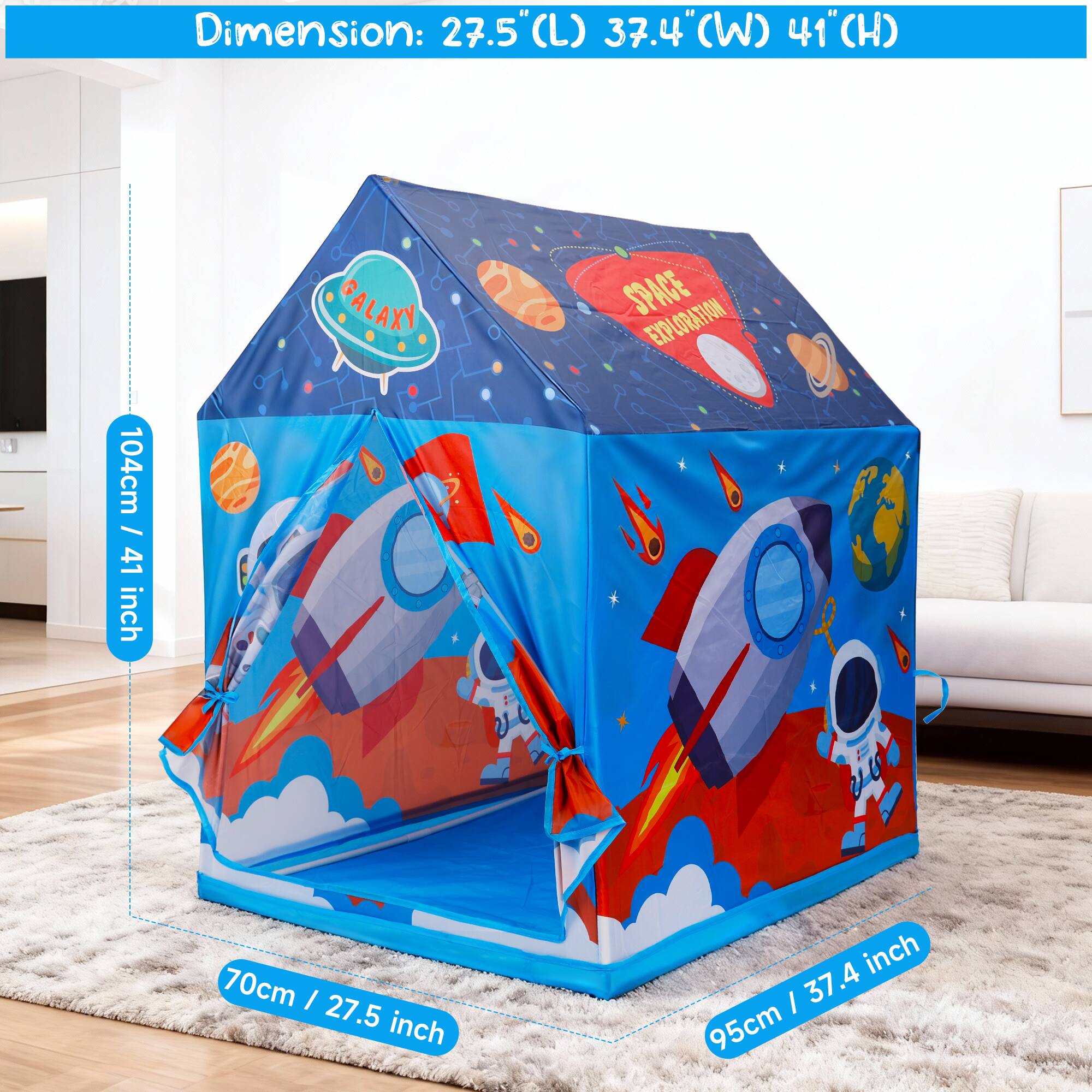 Dimension: 27.5" (L) 37.4" (W) 41" (H)  
GALAXY SPACE EXPLORATION  
104cm / 41 inch  
70cm / 27.5 inch  
95cm / 37.4 inch