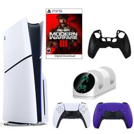 PS5 COD III Console with Purple Dualsense Controller, Dual Charging Dock and Silicone Sleeve - PlayStation 5