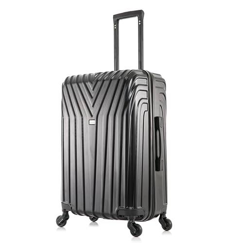 Front. Vulpecula Spade - VASTY Luggage with Spinner Wheels | Durable Lightweight Hardside Suitcase, Travel Bag with Handle and Trolley, 24-Inch - Black.
