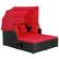 Front. Costway - Patio Rattan Daybed Lounge Retractable Top Canopy Side Tables Cushions - Red.
