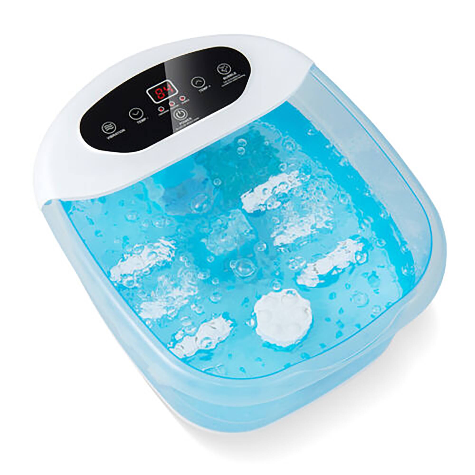Front. Gymax - Gymax Foot Spa Massager Foot Bath Soak Tub with Heat Bubble Massage Beads Blue - Blue.