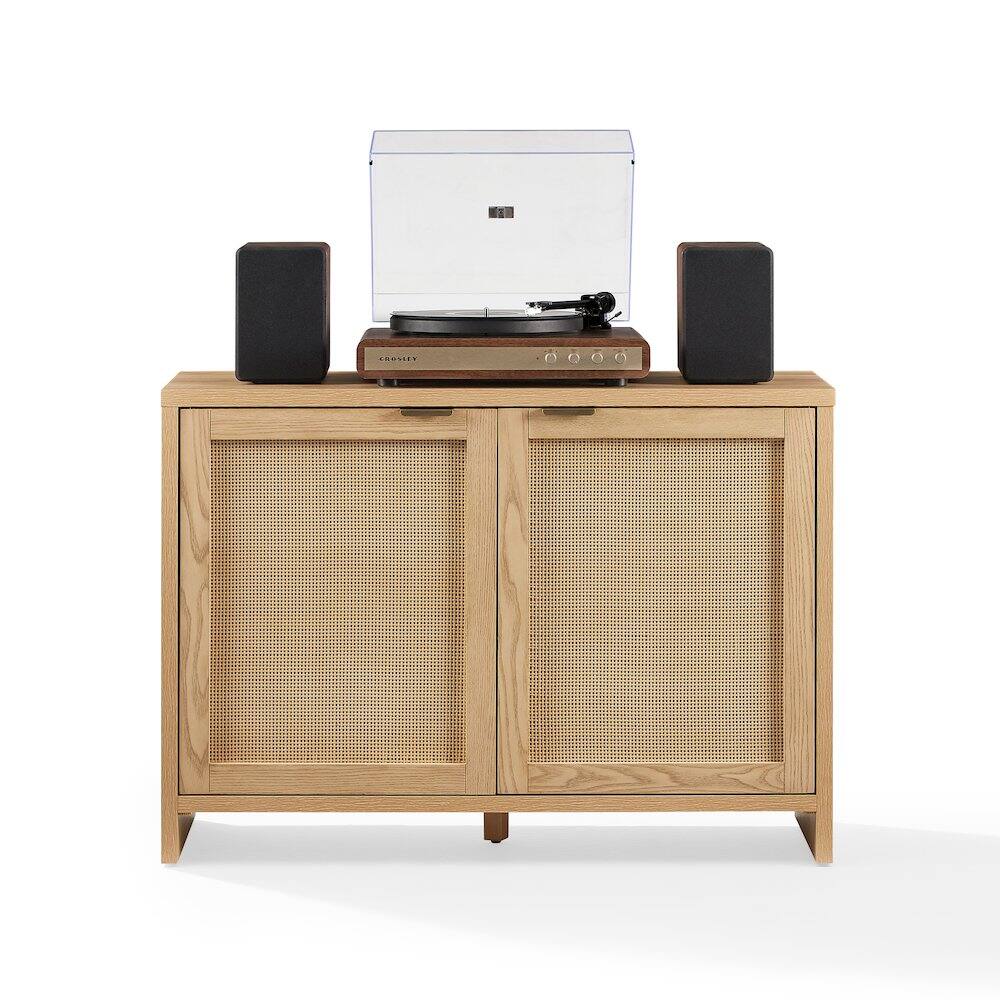 Alt View 2. Crosley Furniture - Kenji Record Player Cabinet with Vinyl Storage, Media Stand - White.