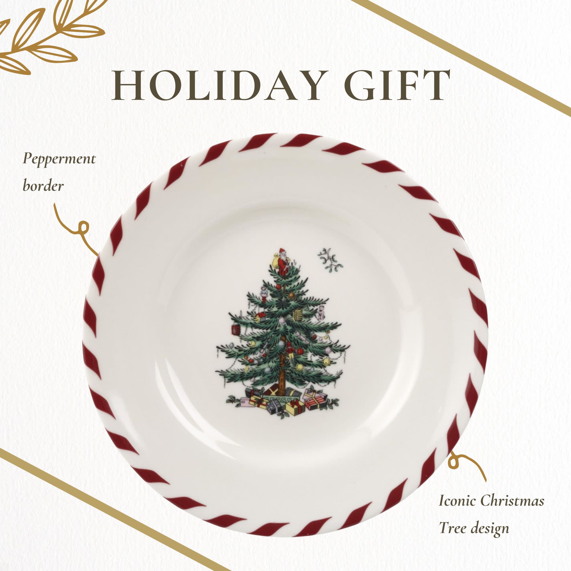 Spode Christmas Tree, 4 Piece Canape Plates Peppermint Multicolored ...